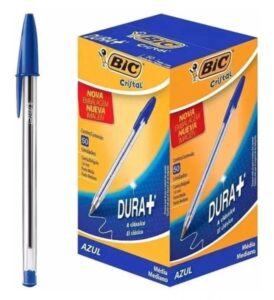 Caneta Bic Cristal Azul (Dura +), Clássica Ponta Média, BIC