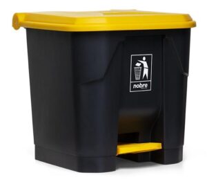 Lixeira Plástica C/Pedal 35L Cinza/Amarelo, NOBRE