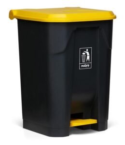 Lixeira Plástica C/Pedal 50L Cinza/Amarelo, NOBRE