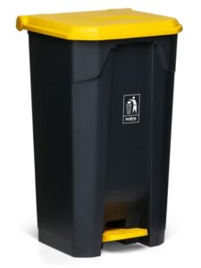 Lixeira Plástica C/Pedal 85L Cinza/Amarelo, NOBRE
