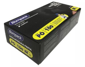 Luva Nitrilica Preta Tam. M, BOMPACK