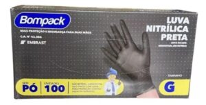 Luva Nitrilica Preta Tam. G, BOMPACK